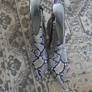 Gianni Bini Black and White Snakeskin Ankle Boots